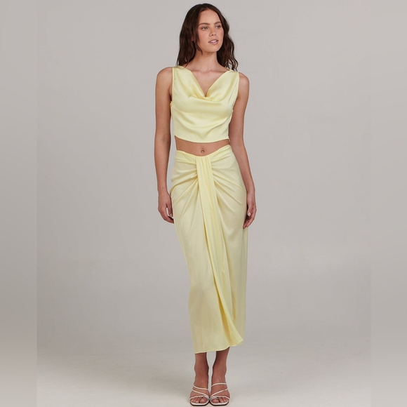 Charlie Holiday Anthropologie Karina Midi Skirt in Lemon Women's S/4 - Picture 1 of 9